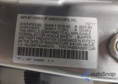 2018 Acura Tlx Advance Pkg из США, поврежденный, VIN 19UUB3F74JA005314